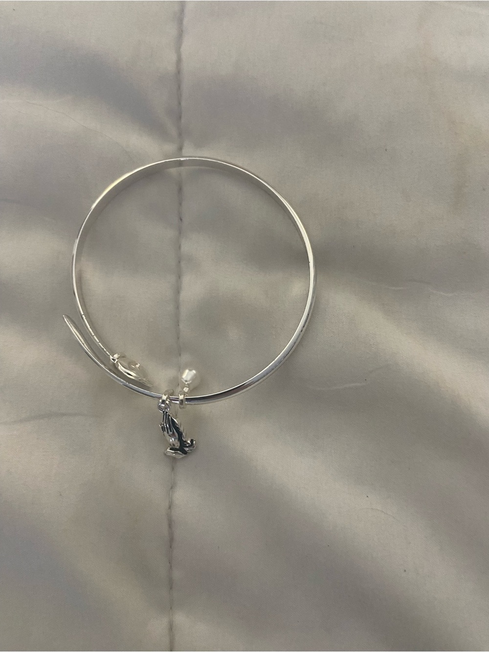 Classic Silver Bangle Bracelet with Charm